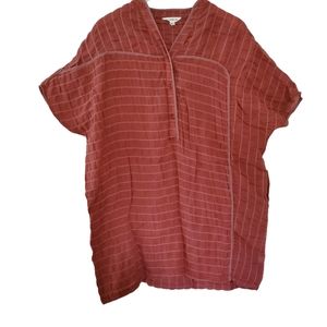 BUYKUD Womens Linen Shortsleeve Lagenlook Tunic Top  Size M L